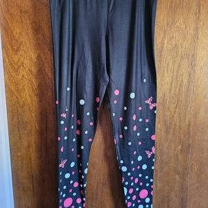 Disney Black Leggings with Pink and Blue Accents